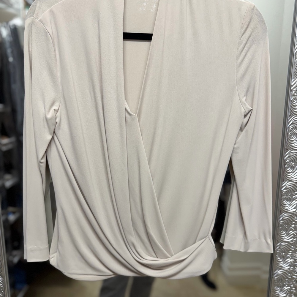 MM Lafleur Cream Draped Blouse